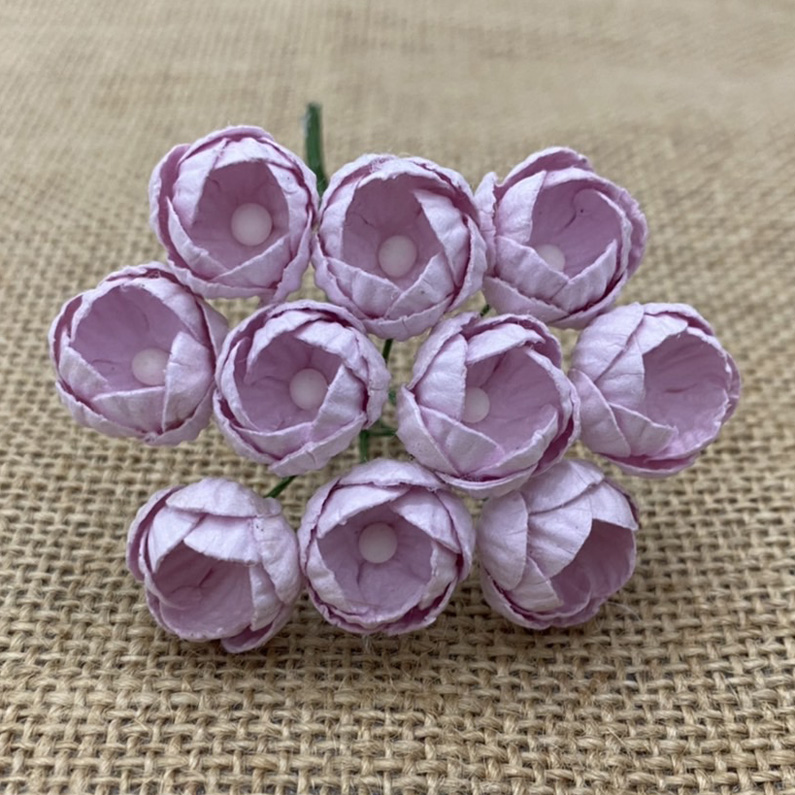 50 PALE LILAC MULBERRY PAPER BUTTERCUPS - Click Image to Close